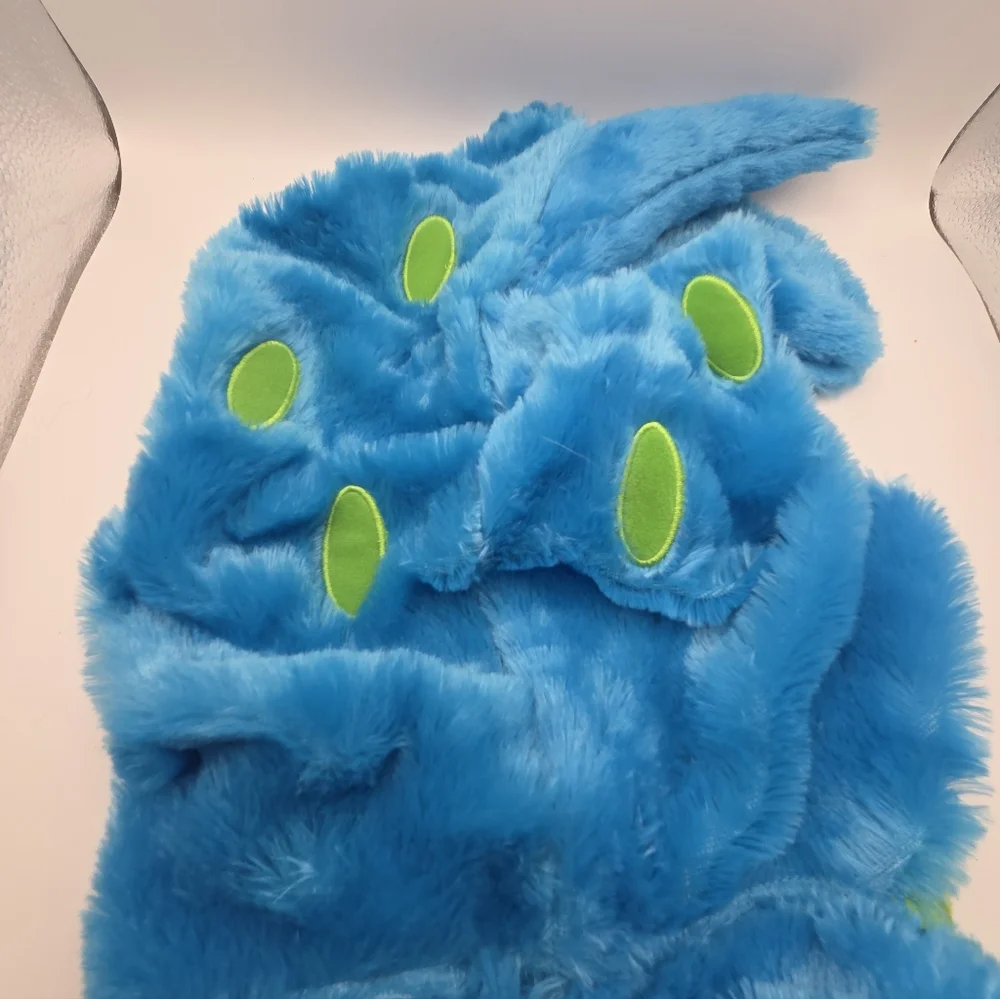 Sweet Cheeks Blue Green Monster Hooded Dog Costume Large